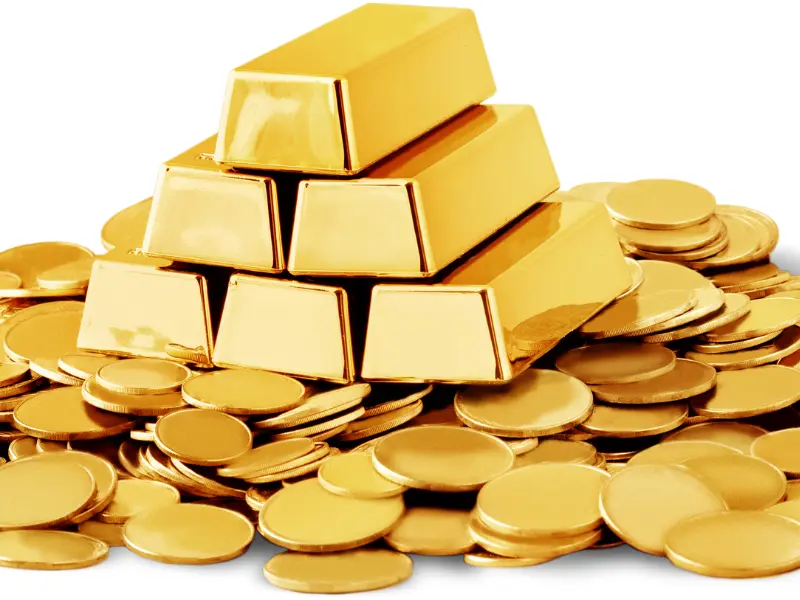 gold bars and coins image